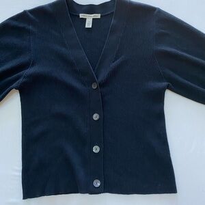 Cotton by Autumn Cashmere Ribbed Puff Sleeve Cardigan